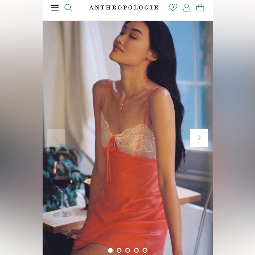 Anthropologie Coral Lace Trim Slip